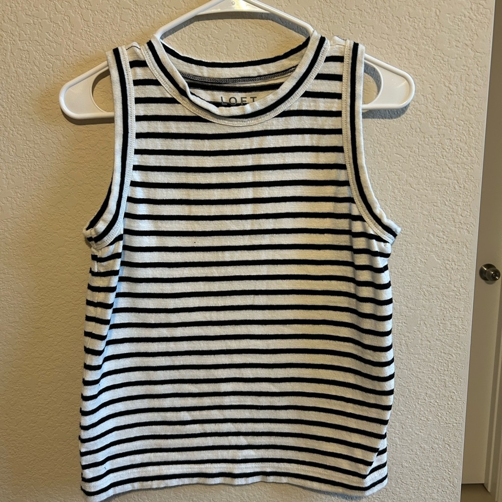 LOFT Monochrome Striped Sleeveless Top